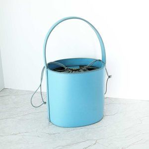 STAUD - Blue Bissett Leather Bucket Bag